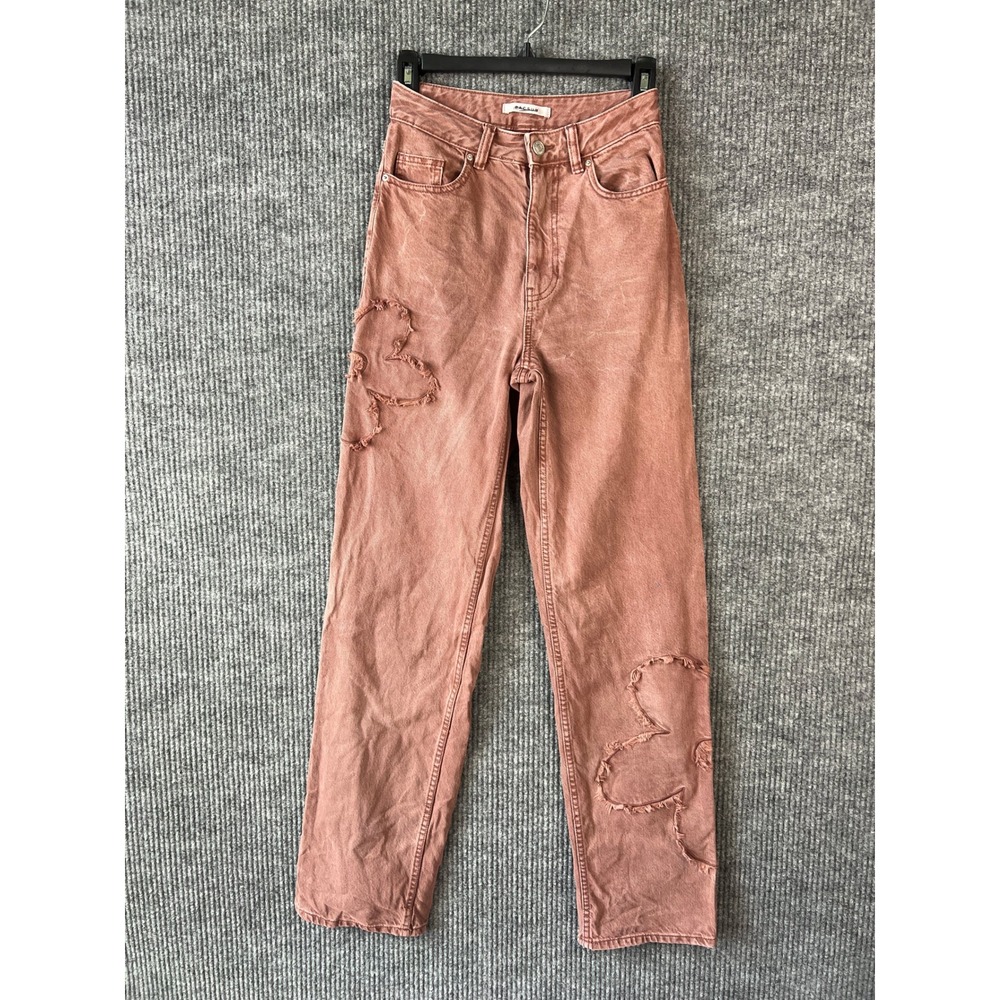PacSun 90s Boyfriend Jeans 24 Brown Floral Cutout Grunge Boho High Rise Denim